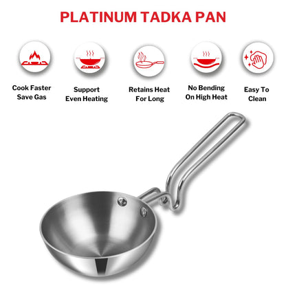 Vinod Platinum Triply Stainless Steel Tadka Pan Jumbo - PTTPJ