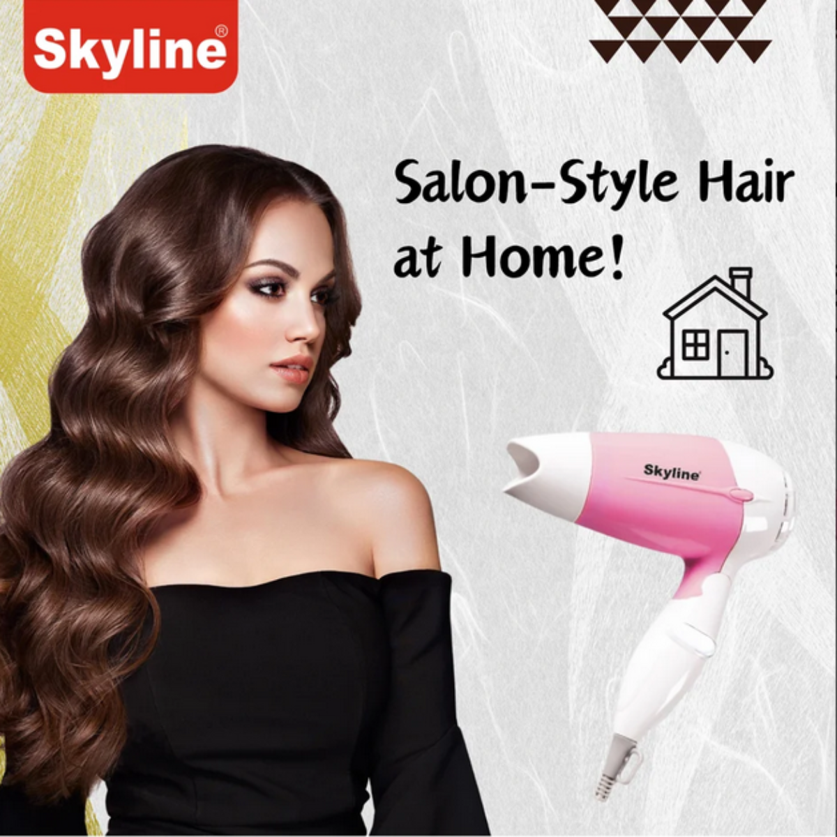 Skyline 700 Watts Hair Dryer with Cool Shot & Foldable Handle, Pink & White - VTL-8383