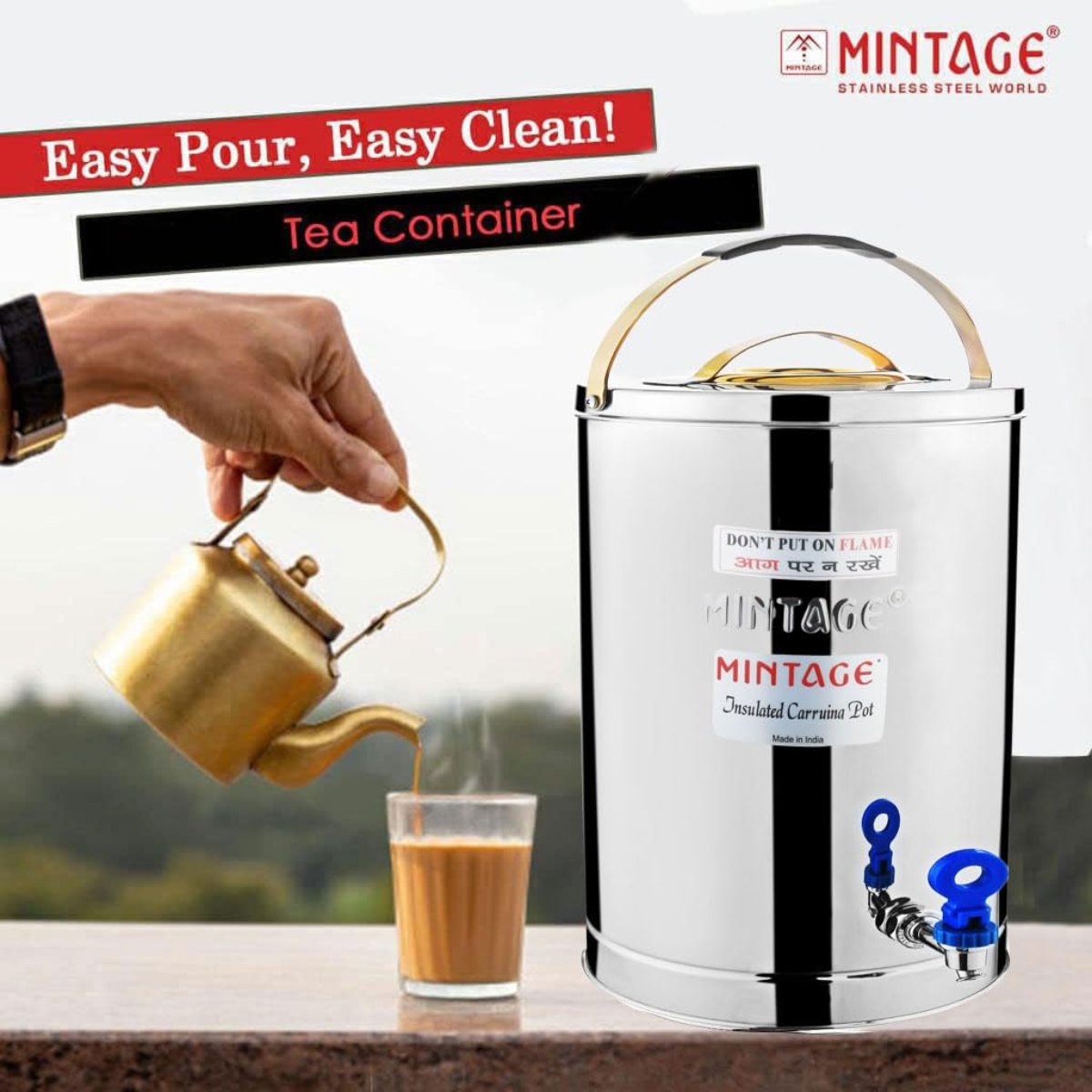 Mintage 5L Hot & Cold Tea Container Sleek Alpine With Golden Lid - TCA-05