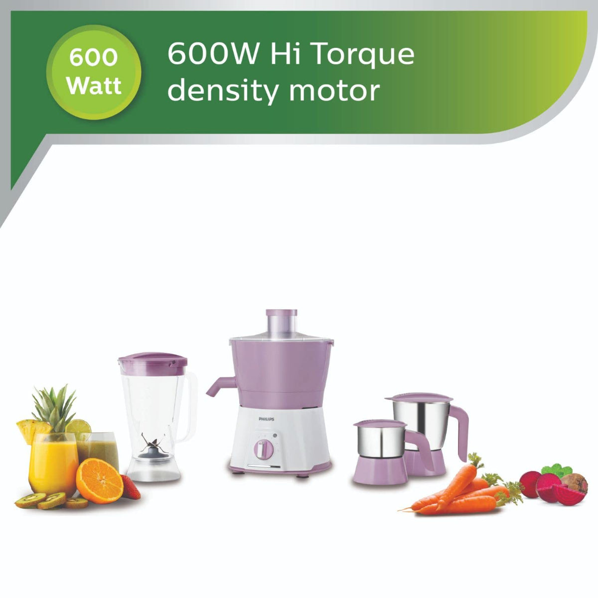 Philips 600W Turbo Motor Juicer Mixer Grinder Come with 3 Jar - HL7581/00