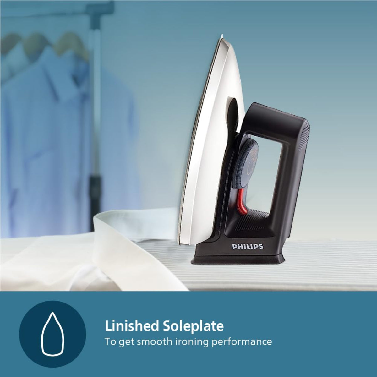 Philips Dry Iron 750 Watts for Fast Heat up, for all Fabrics - HD1134/28