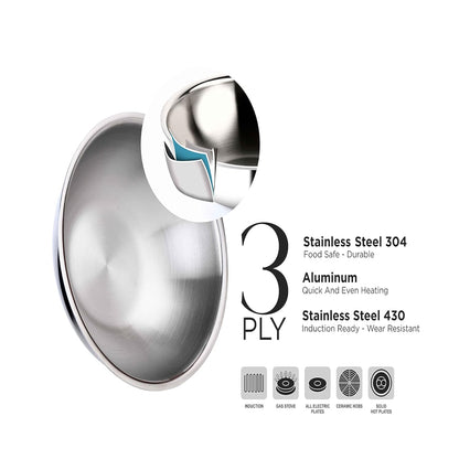 Crystal TriPro - Triply Stainless Steel 32 cm Tasla, Induction Bottom - CTP-TAS-008
