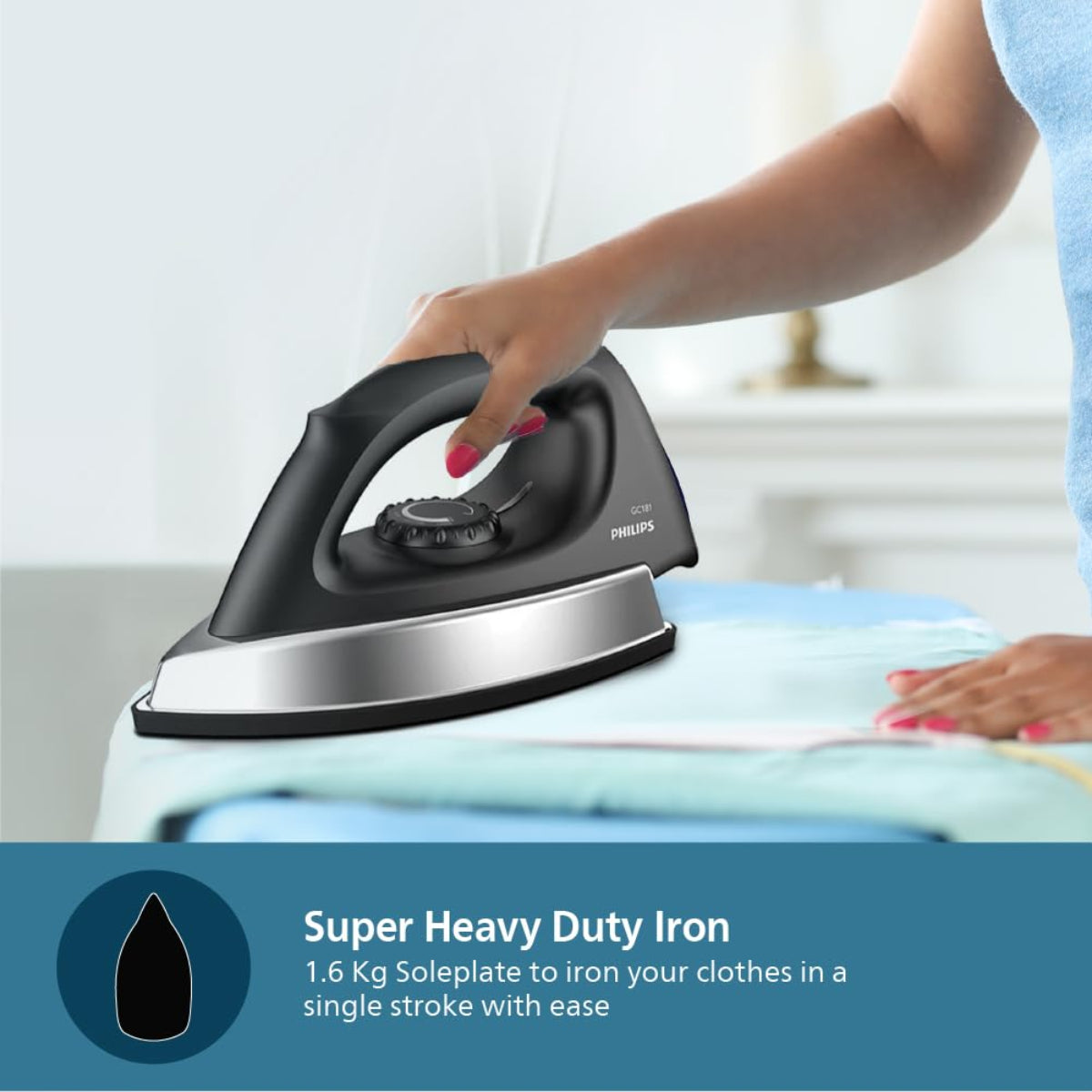 Philips 1000 Watt Heavy Weight Dry Iron with Non Stick Coating - GC181/80