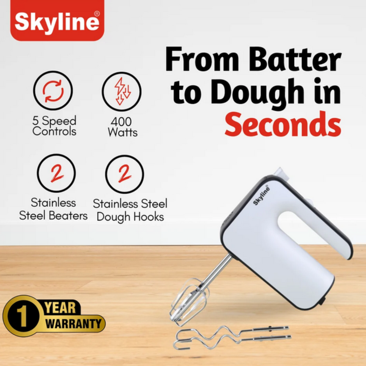 Skyline 400W Hand Mixer with 5-Speed and Turbo Function - VTL-7041