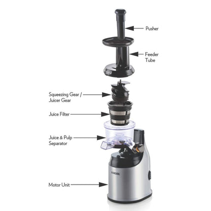 Borosil Health Pro 200-Watt Slow Juicer, Black - WB13
