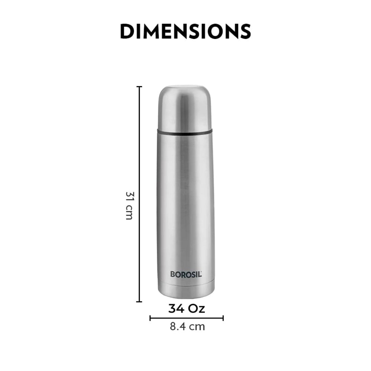 Borosil Thermo Blue 1000 ml Stainless Steel Bottle