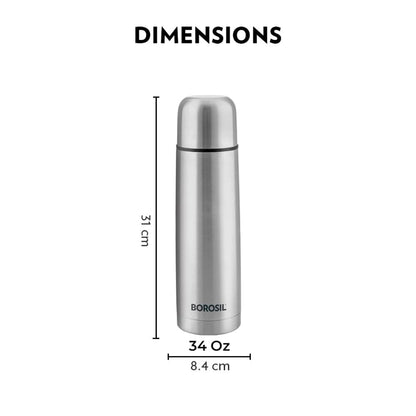 Borosil Thermo Blue 1000 ml Stainless Steel Bottle