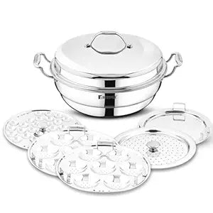 Bergner Argent Triply Multi Kadai 27cm, 4L Idli, Dhokla & Steam Set
