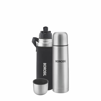 Borosil Hydra Thermo  Stainless Steel Water Bottle With Black Cover