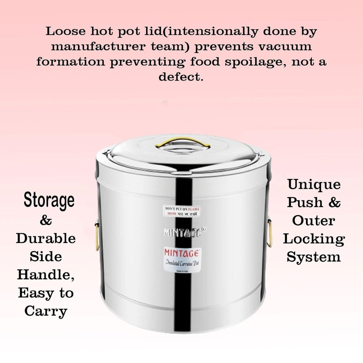 Mintage Stainless Steel Hot Pot 40L Orbit With Side Golden PVD Handle - HP-40