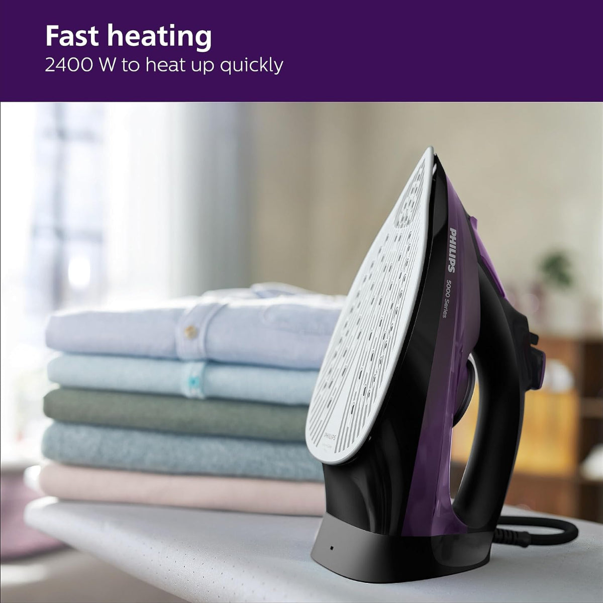 Philips 2400 Watt Steam Iron, Steam glide Plus Soleplate Iron - DST5030/80