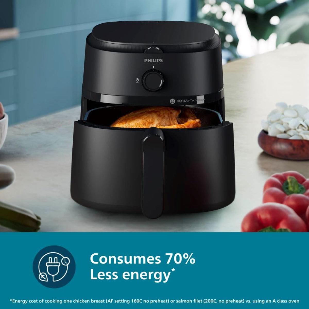 Philips Air Fryer 1700W (6.2 Liter) with Rapid Air Technology (Black) - NA130/00