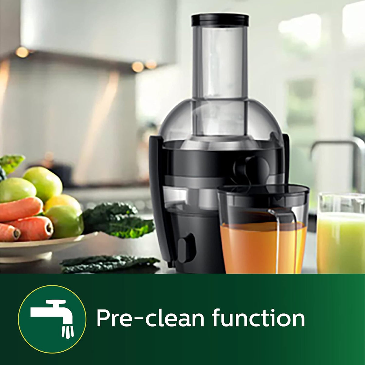 Philips Quick Clean Juicer 800 Watts, 2 Liter Juice Capacity, Black - HR1855/70