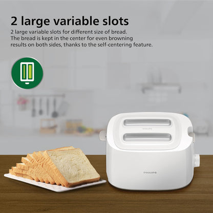 Philips 760-900 Watts Two Slice Pop Up Toaster with Bun Warmer - HD2582/00