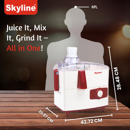 Skyline 500W Juicer Mixer Grinder with 2 Jars High-Performance Motor - VTL-6000