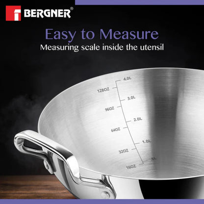Be Bergner 28cm TriPly Stainless Steel Extra Deep Kadhai, (Induction Base)