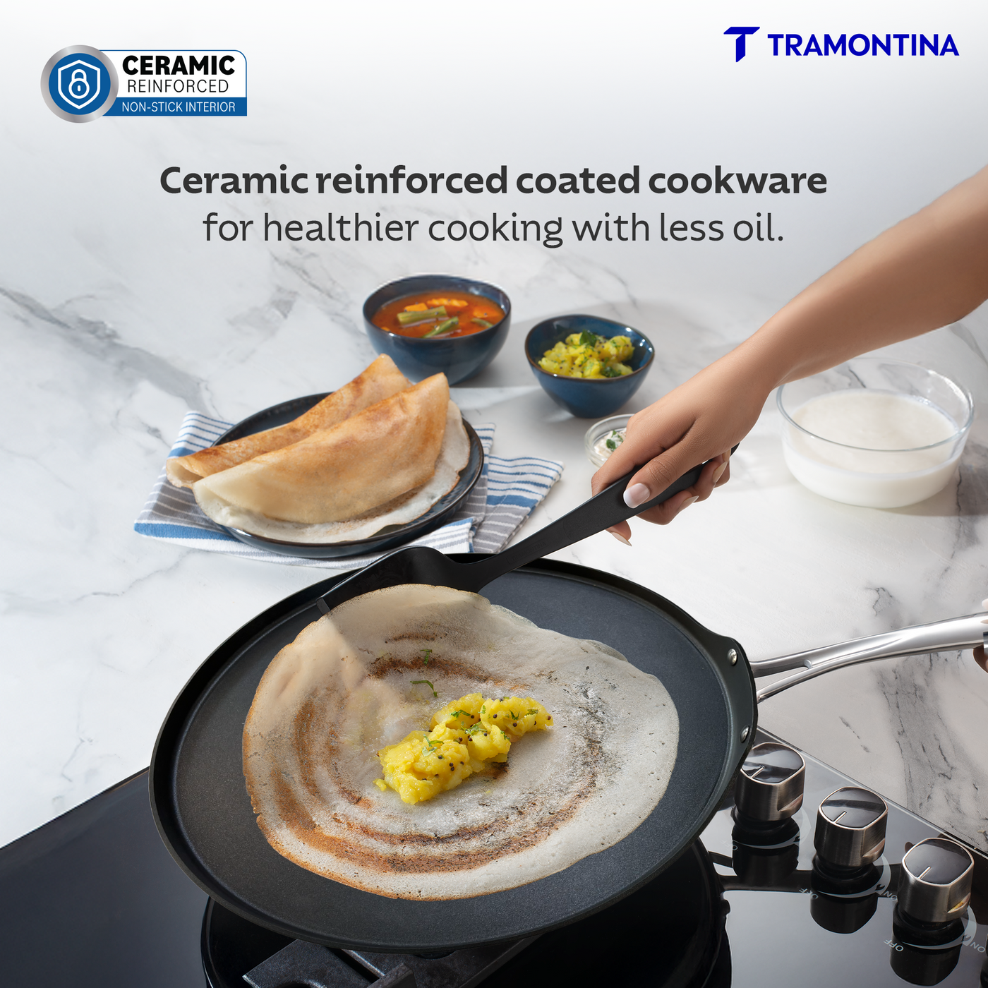 Tramantino Fusao Ceramic reinforced Dosa Tawa  3.00 mm thickness
