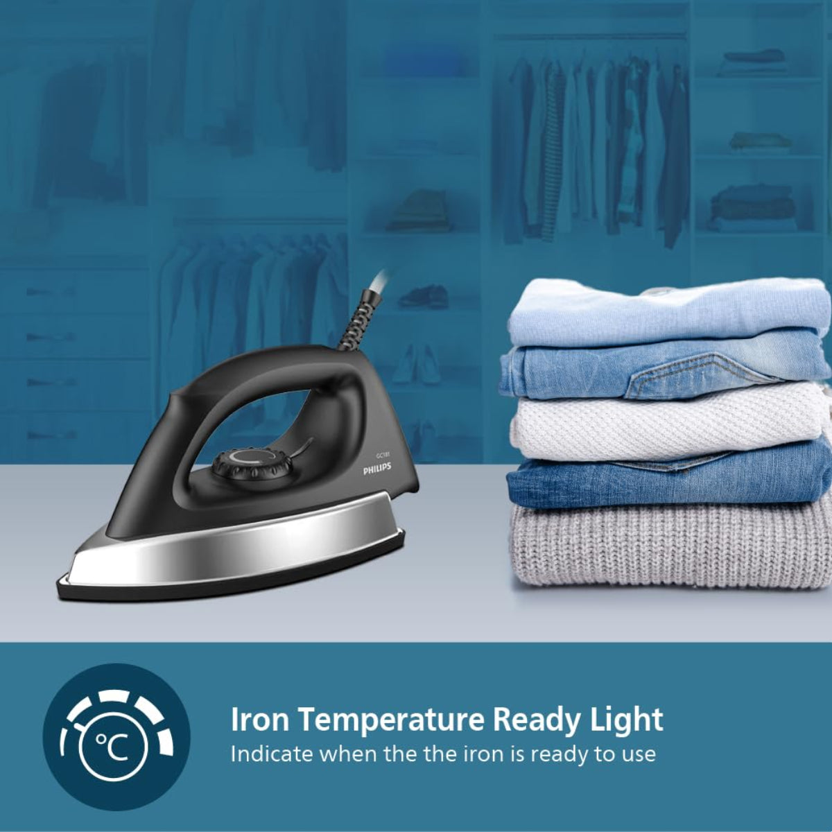 Philips 1000 Watt Heavy Weight Dry Iron with Non Stick Coating - GC181/80