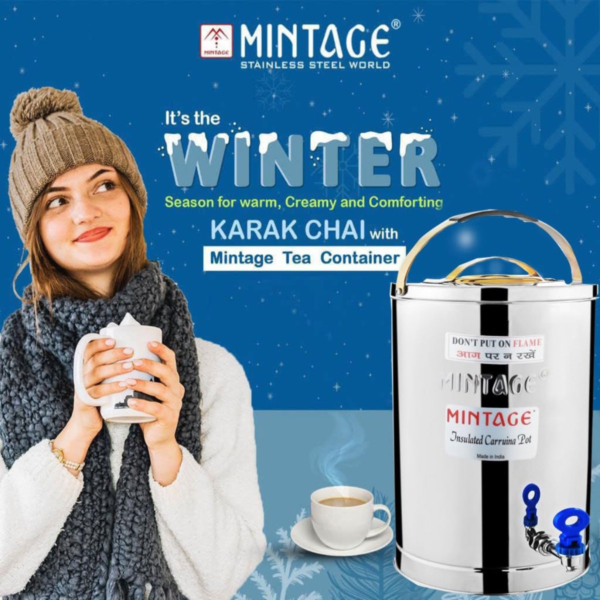 Mintage 5L Hot & Cold Tea Container Sleek Alpine With Golden Lid - TCA-05