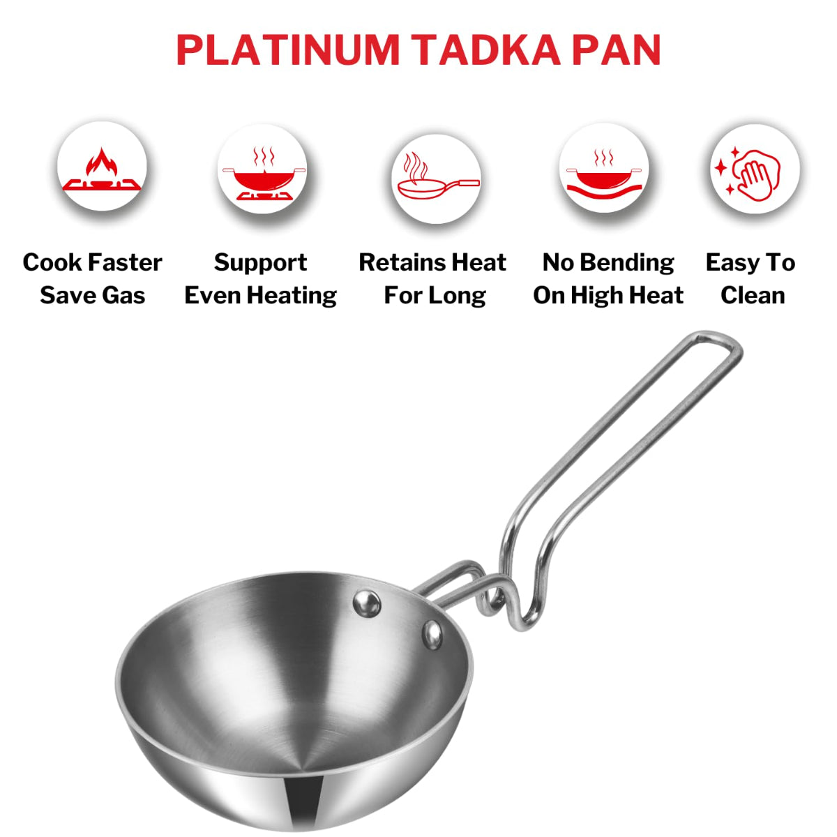 Vinod Platinum Triply Stainless Steel Tadka Pan Large - PTTPL