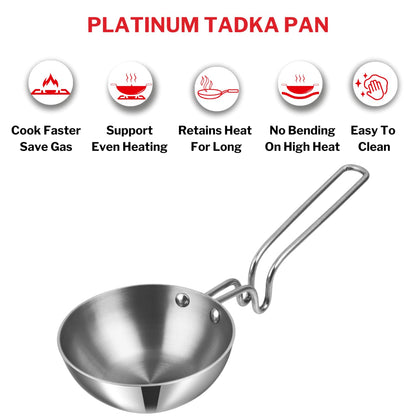Vinod Platinum Triply Stainless Steel Tadka Pan Large - PTTPL