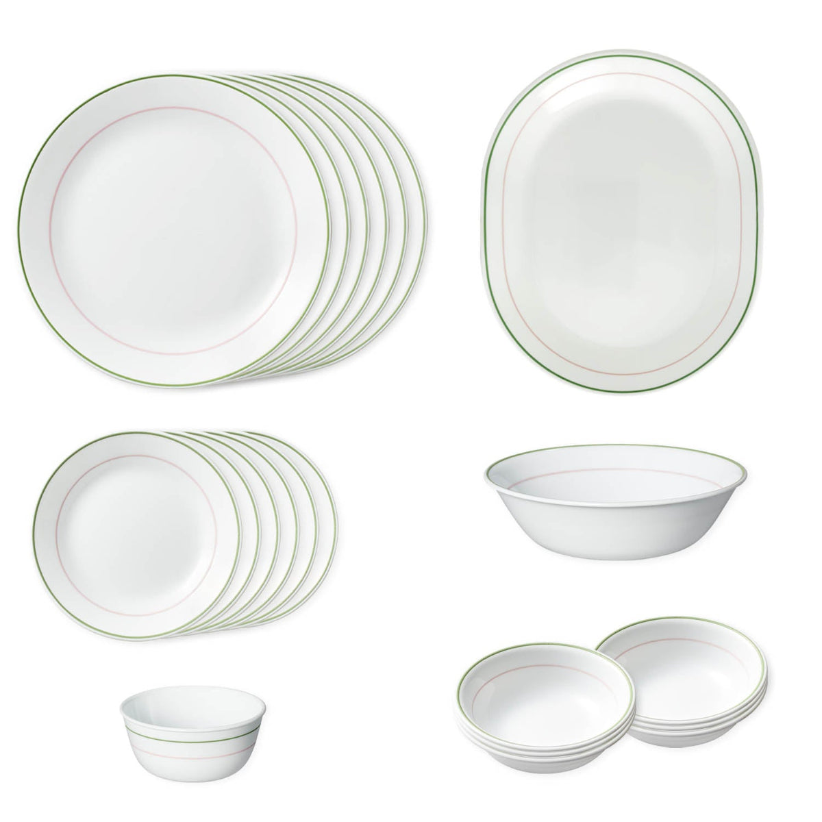 Corelle Livingware Double Ring Green 21 pcs Dinner Set