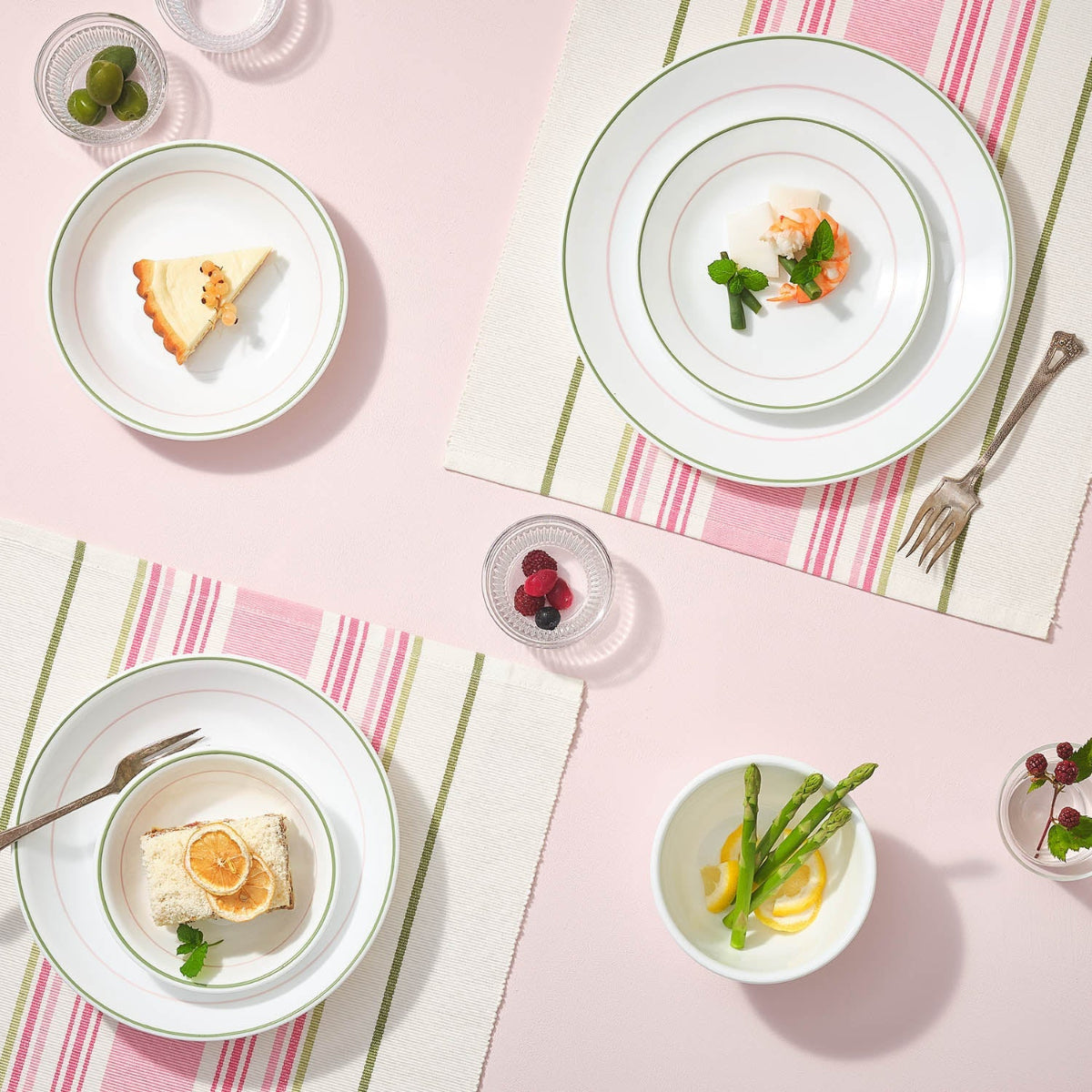 Corelle Livingware Double Ring Green 21 pcs Dinner Set