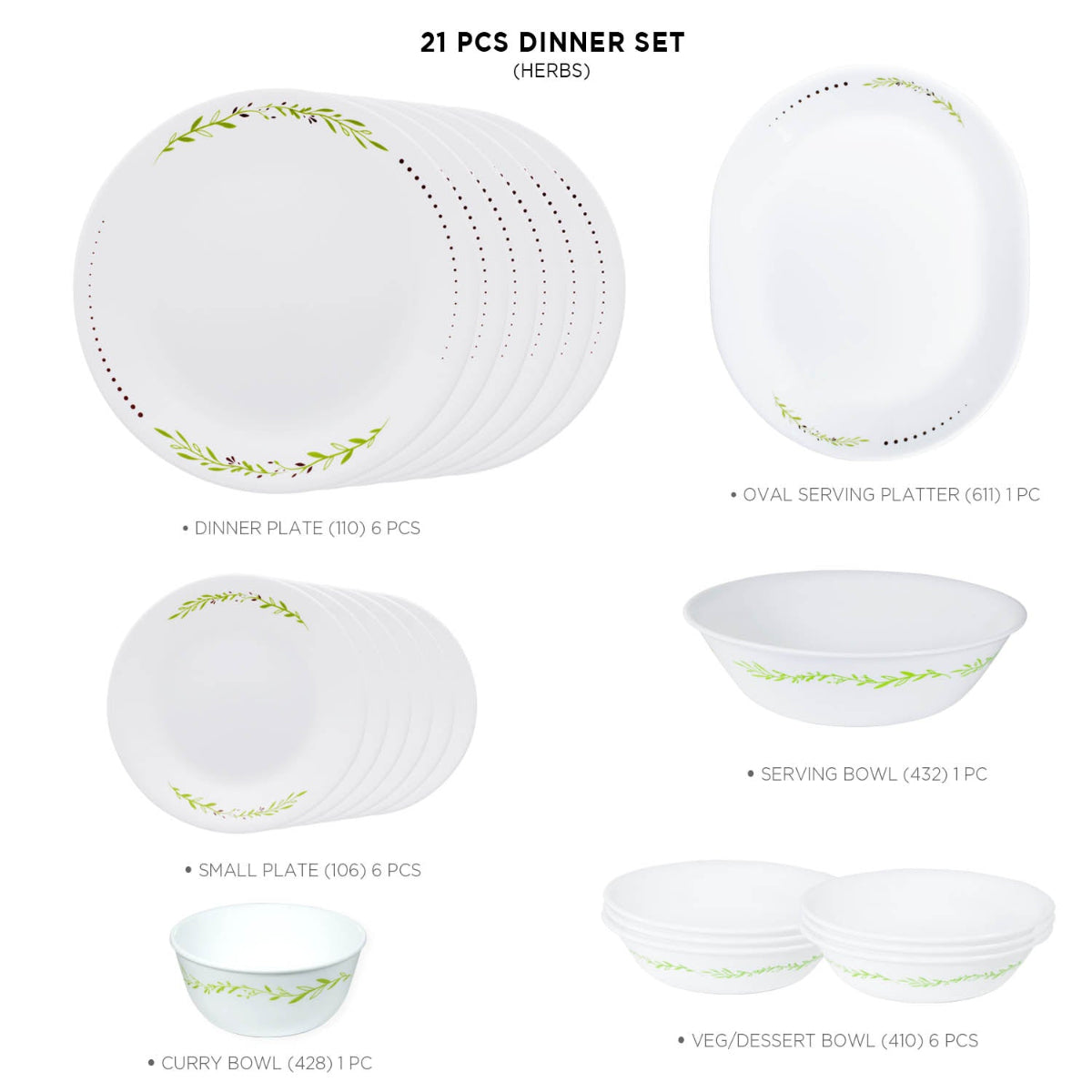 Corelle Livingware Herbs 21 Pcs Dinner Set
