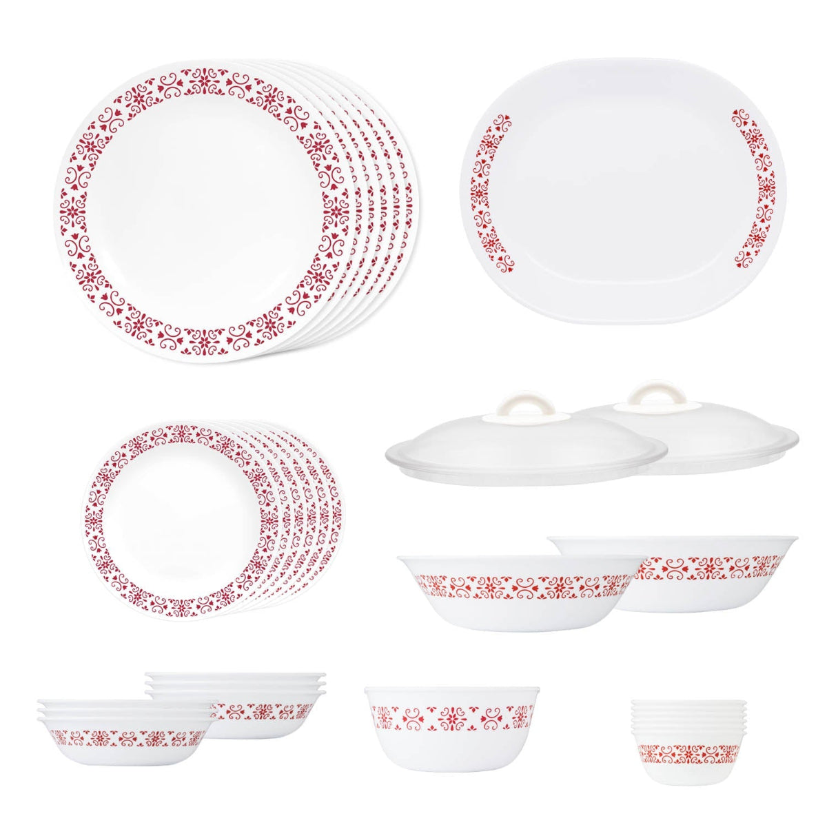 Corelle Livingware Series Red Trellis 30 Pcs Dinner Set