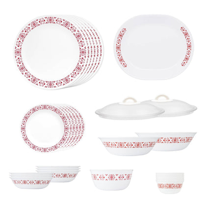 Corelle Livingware Series Red Trellis 30 Pcs Dinner Set