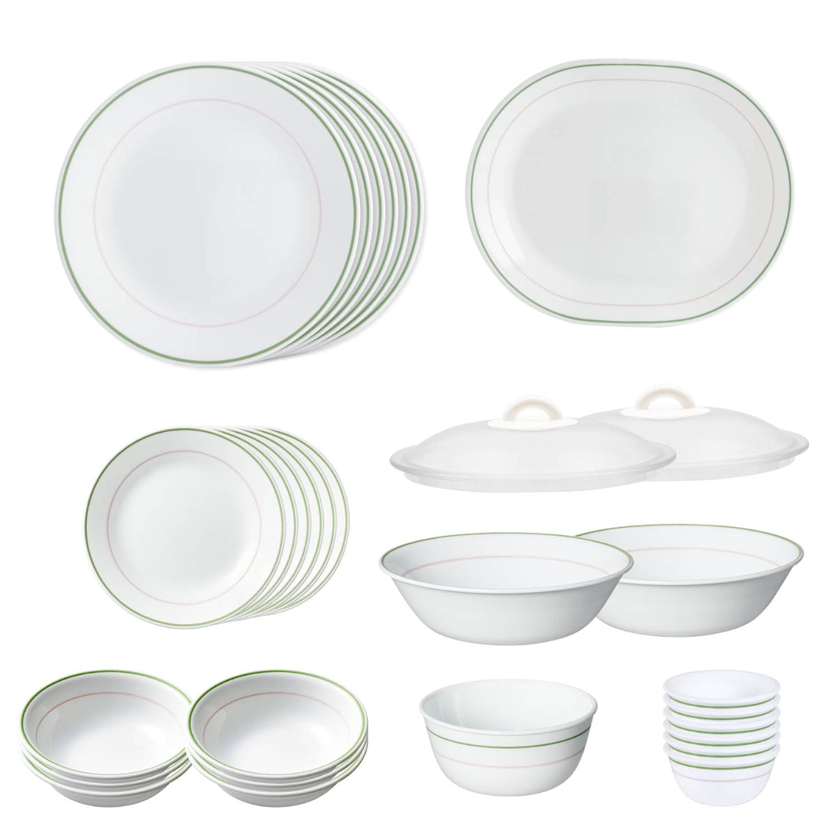 Corelle Livingware Double Ring Green 30 pcs Dinner Set