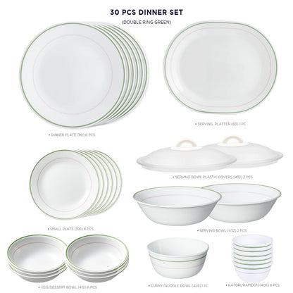 Corelle Livingware Double Ring Green 30 pcs Dinner Set