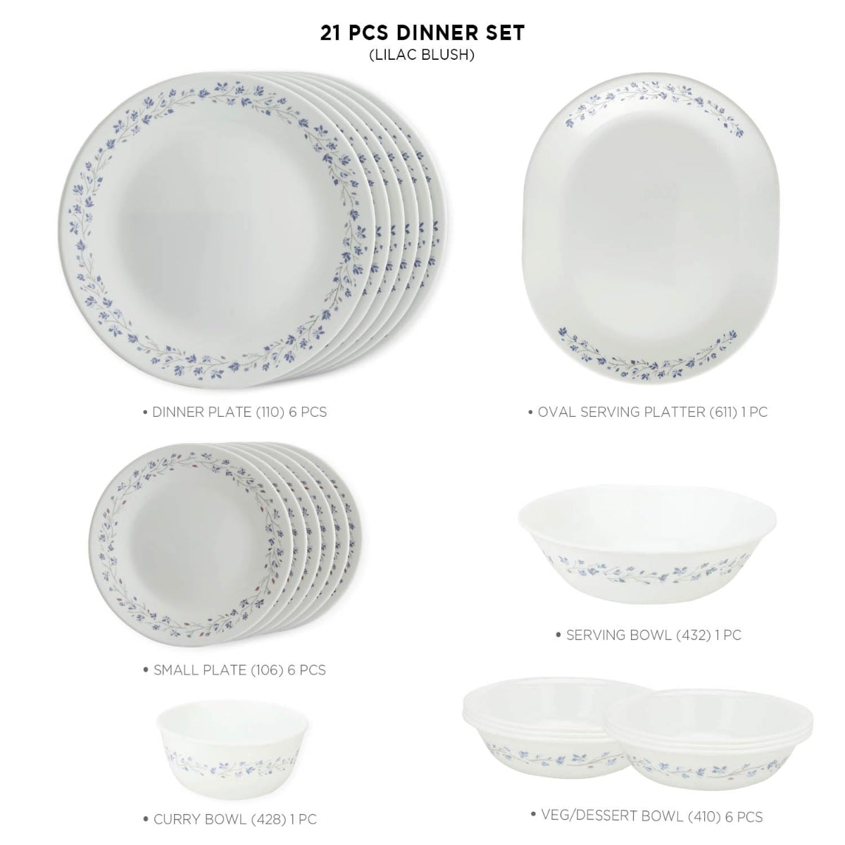 Corelle Livingware Round Lilac Blush 21 Pcs Dinner Set