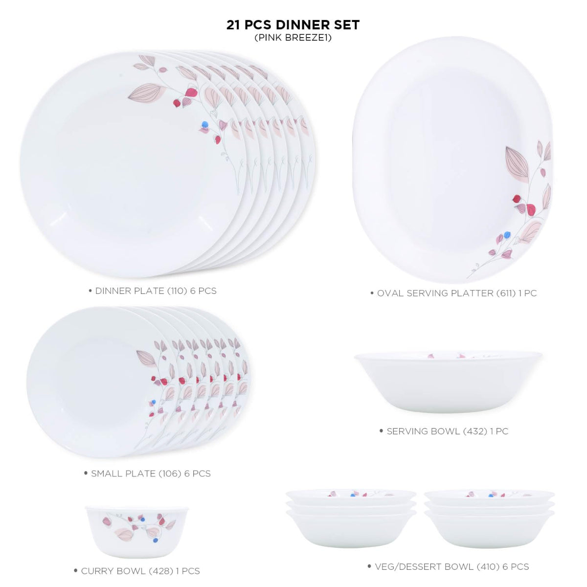 Corelle Livingware Round Pink Breeze1 21 Pcs Dinner Set