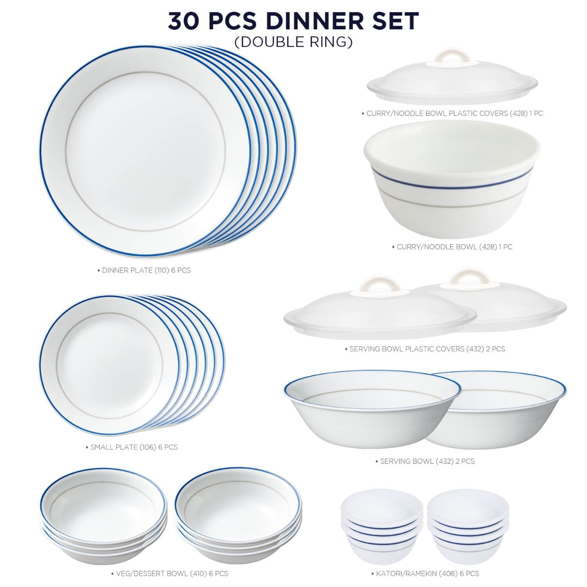 Corelle Livingware Round Double Ring 30 Pcs Dinner Set
