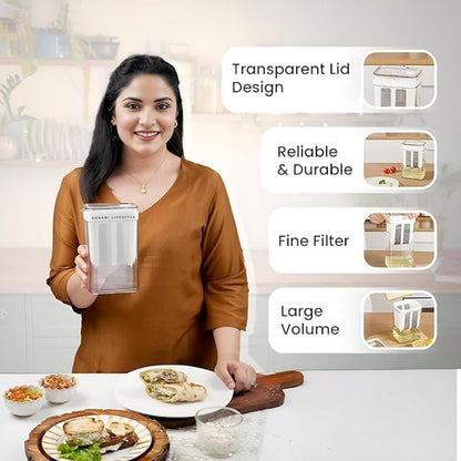 Greek Yogurt Filter – 1100ml Yogurt Filter with Fine Mesh & Lid | BPA-Free Curd Maker & Yogurt Strainer | Ideal for Homemade Greek Yogurt, Hung Curd, Cheese, Juice & More