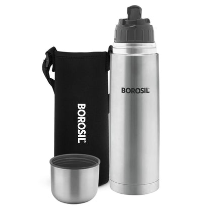 Borosil Hydra Thermo  Stainless Steel Water Bottle With Black Cover