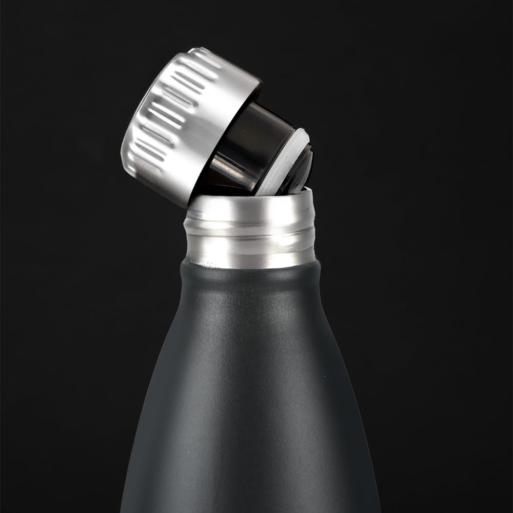 Borosil Hydra Bolt Matte Blue and Black Stainless Steel Water Bottle | 24 Hours Hot and Cold