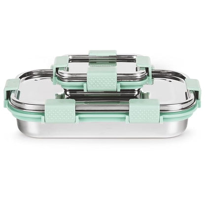 Borosil Stainless Steel Slim Lunch Box | 700 ml + 125 ml Container Set