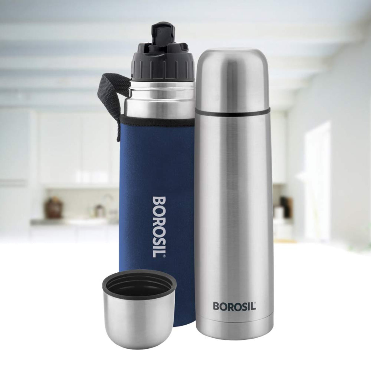 Borosil Thermo Blue 1000 ml Stainless Steel Bottle