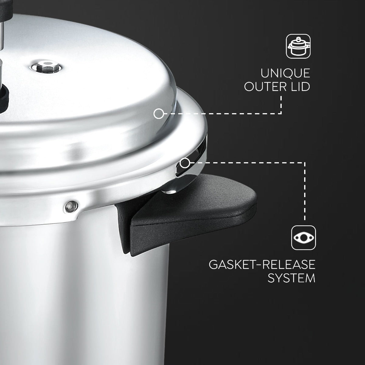 Judge Basics Outer Lid 5L Aluminum Pressure Cooker by Prestige
