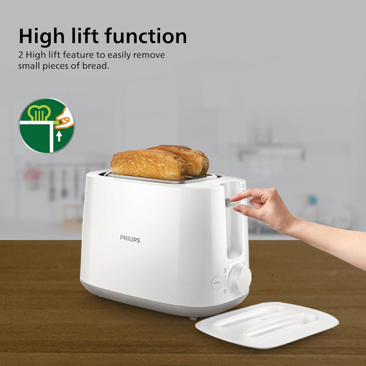 Philips 760-900 Watts Two Slice Pop Up Toaster with Bun Warmer - HD2582/00