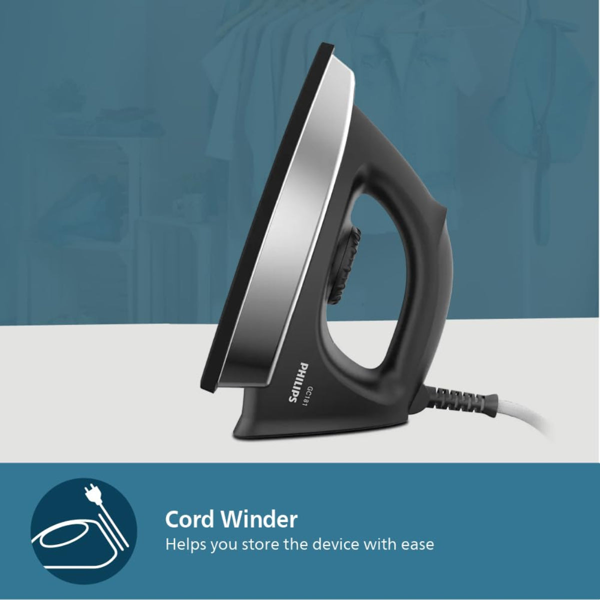 Philips 1000 Watt Heavy Weight Dry Iron with Non Stick Coating - GC181/80