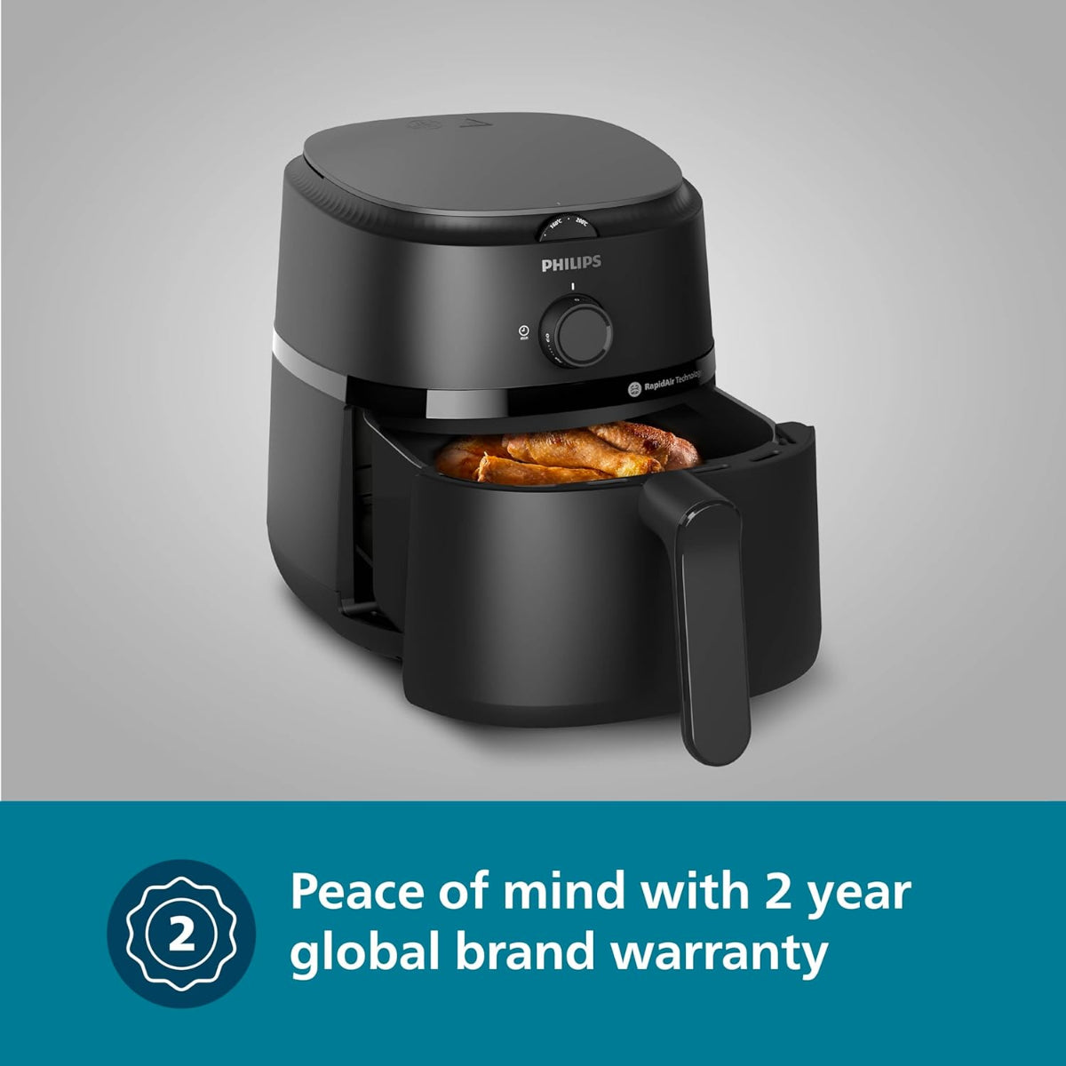 Philips Air Fryer 1300W (4.2 Liter) with Rapid Air Technology (Black) - NA120/00