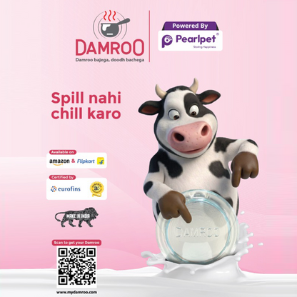 Pearlpet Damroo Smart Glass Milk Boiler with Boil Alert | Spill-Proof, Heat Resistant Glass Pot