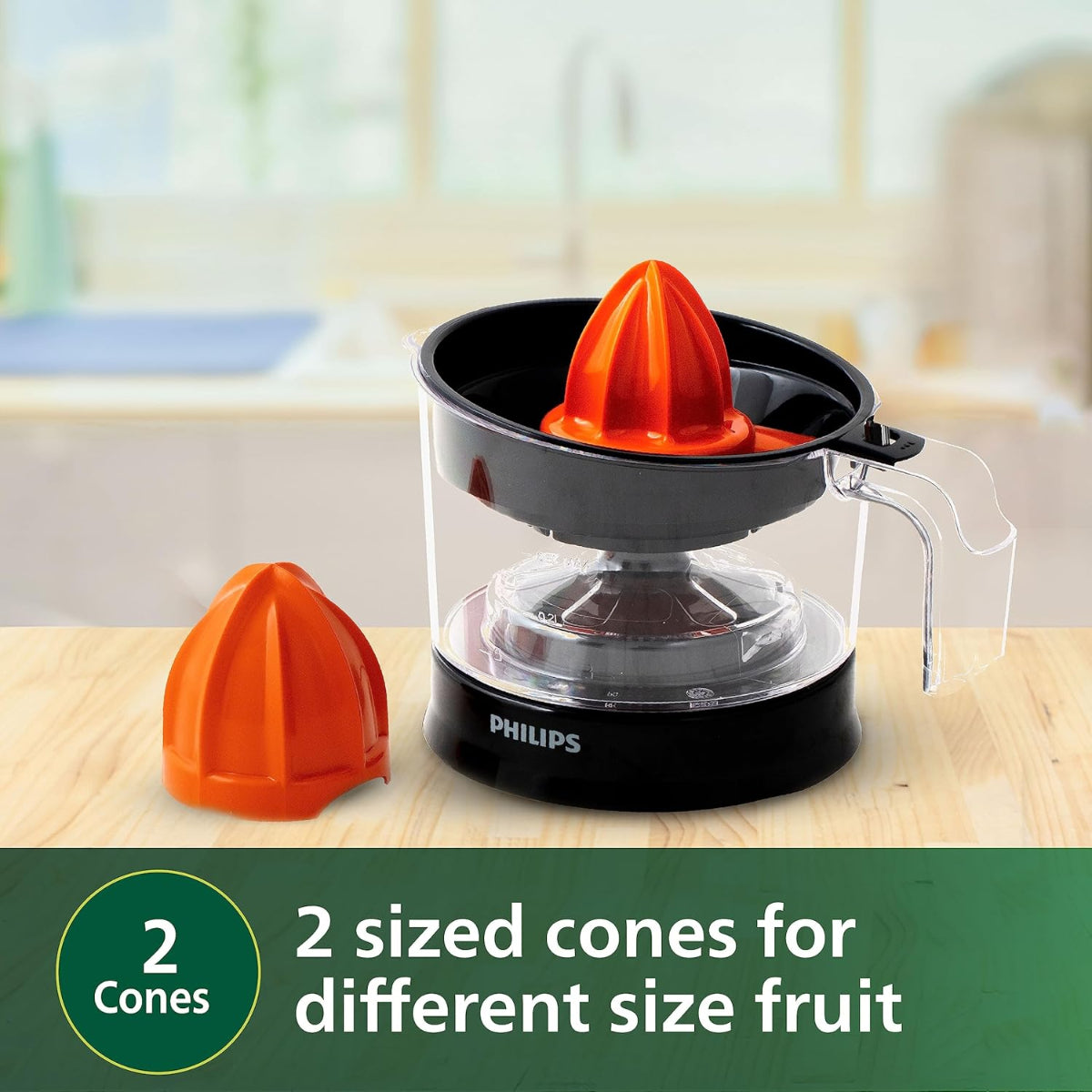Philips Citrus Press Juicer 25Watt 0.5 Liter, Transparent & Black - HR2777/00