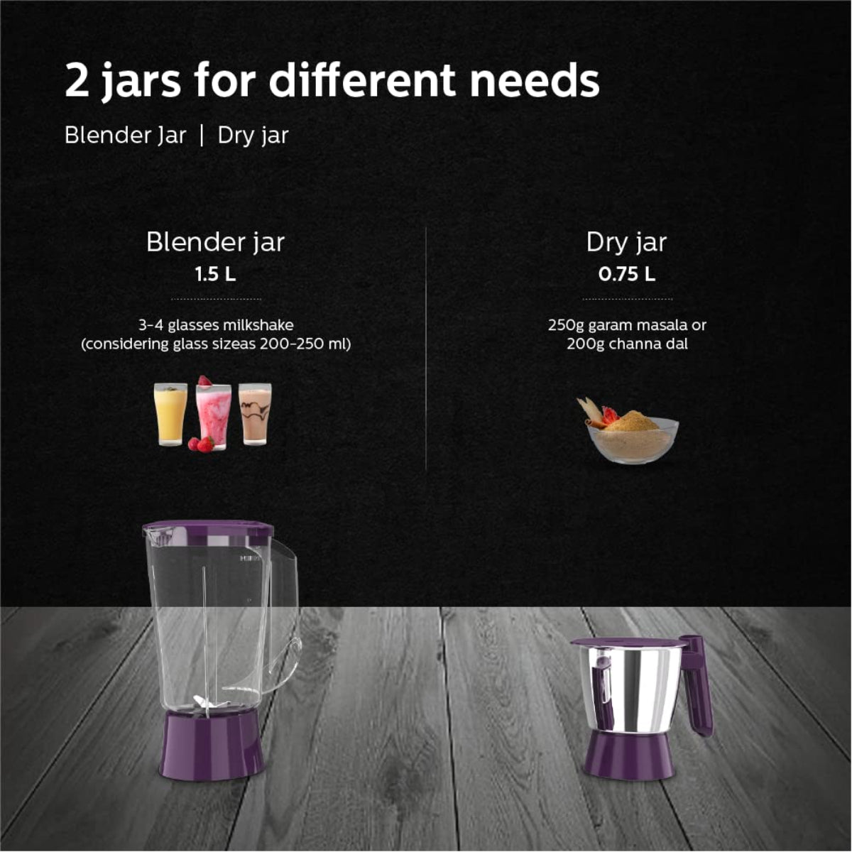 Philips Juicer Mixer Grinder 500 Watt with 2 Jars - HL7567/01