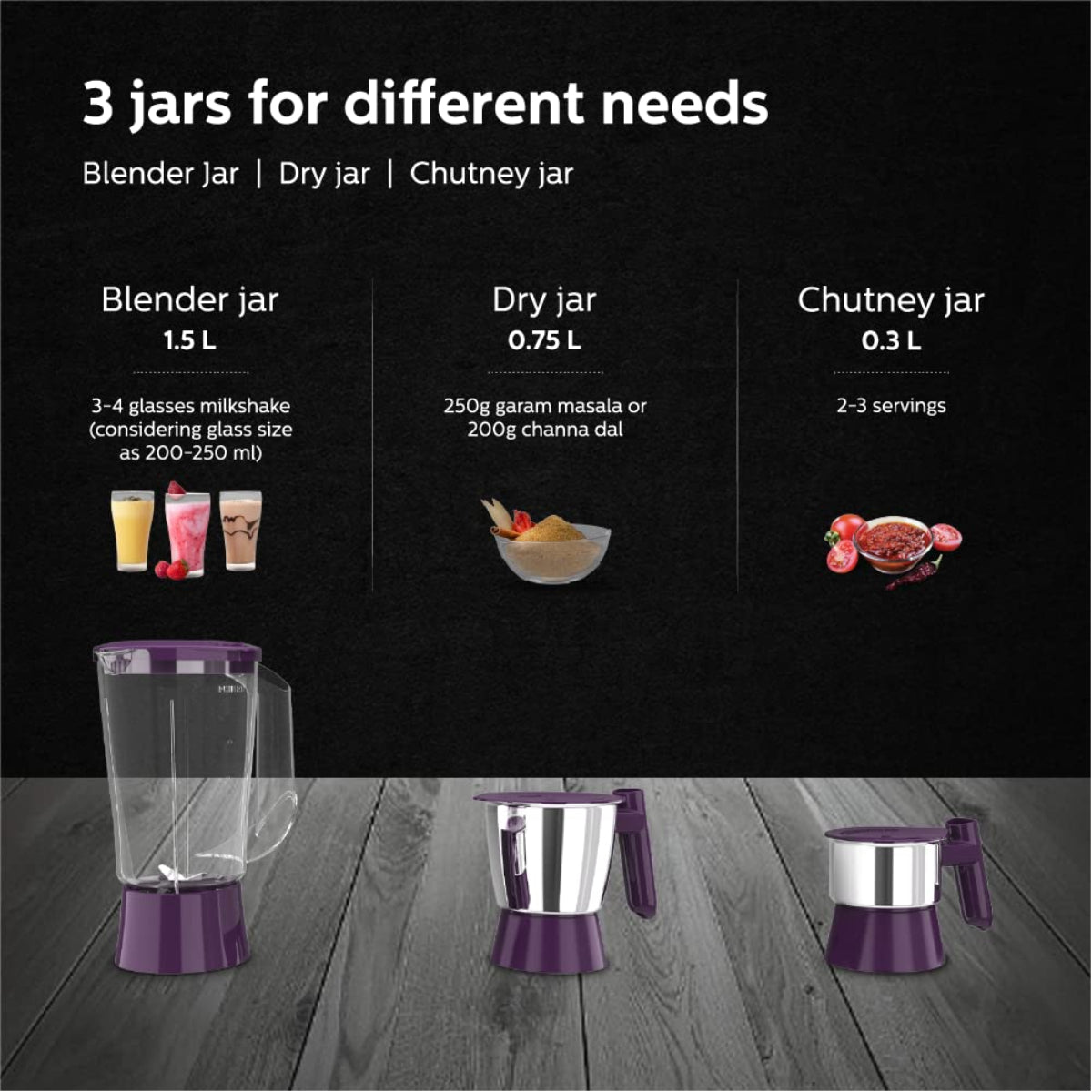 Philips 500W Juicer Mixer Grinder with 3 Jars and XL feeding tube - HL7568/01