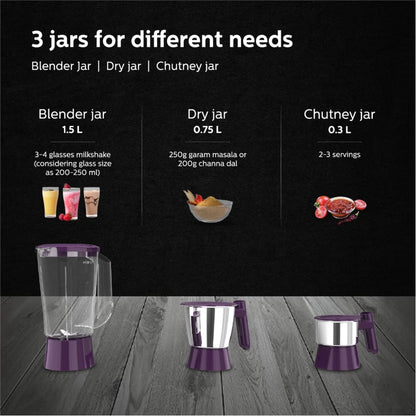 Philips 500W Juicer Mixer Grinder with 3 Jars and XL feeding tube - HL7568/01