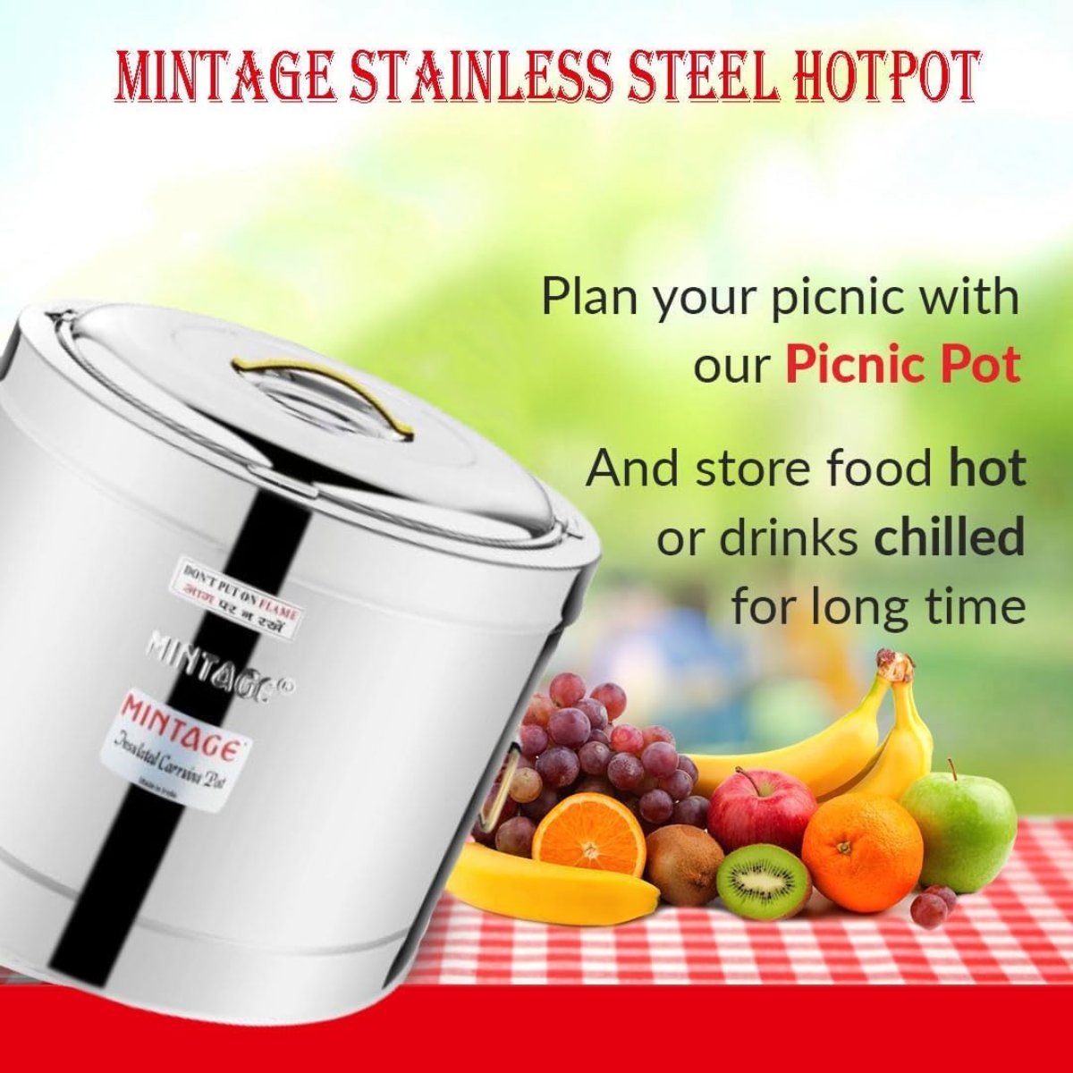 Mintage Stainless Steel Hot Pot 40L Orbit With Side Golden PVD Handle - HP-40